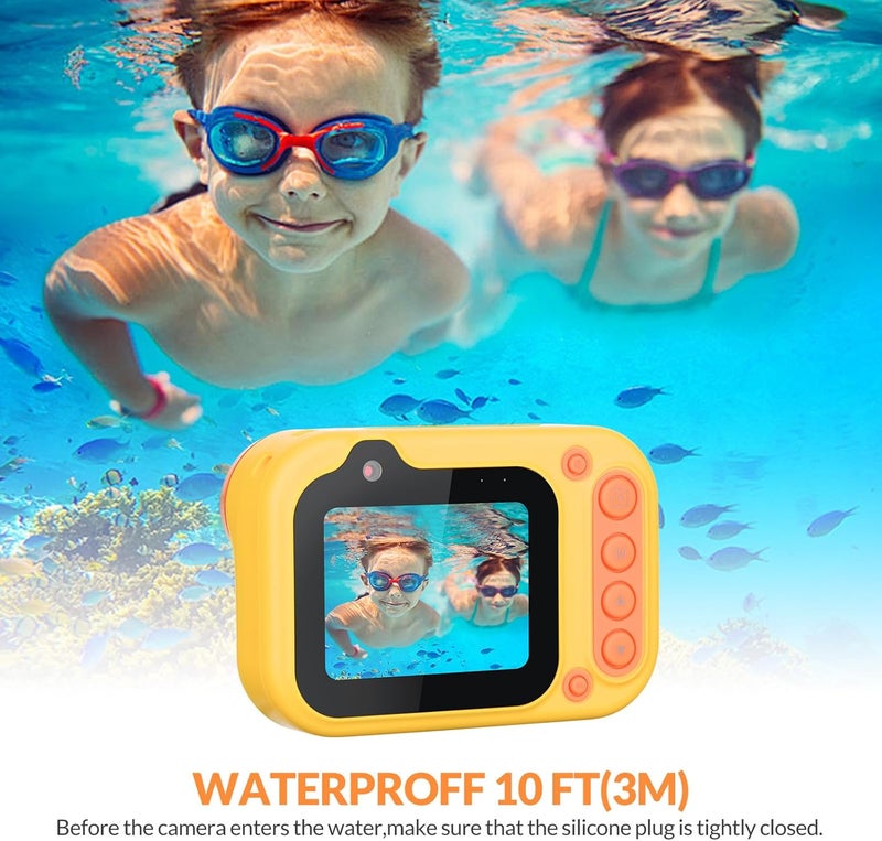 Bestrip Kids Underwater Camera, 1080P HD Waterproof Digital Camera with 2.4" IPS Screen, Birthday Gifts for Boys Girls Children, Toddler Cameras Toys for 3 4 5 6 7 8 9(Yellow) - Image 4